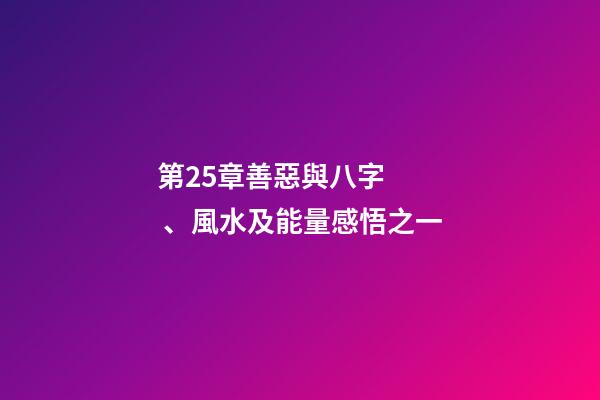 第25章善惡與八字、風水及能量感悟之一